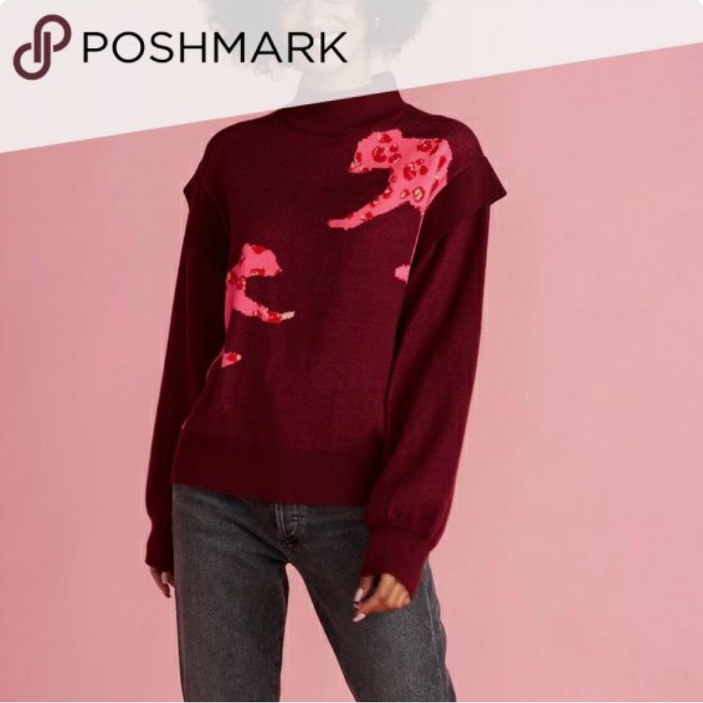 CROSBY by Mollie Burch Frankie Sweater in Merlot Leopard Sz S
